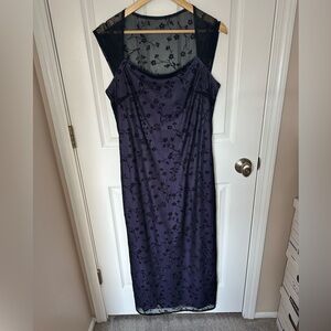 Womens Evening Dress Size 12 Lined Purple Sheer Lace Whimsigoth Regencycore Prom